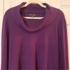 Cable & Gage Purple Long Sleeve Cowl Neck Sweater Size L